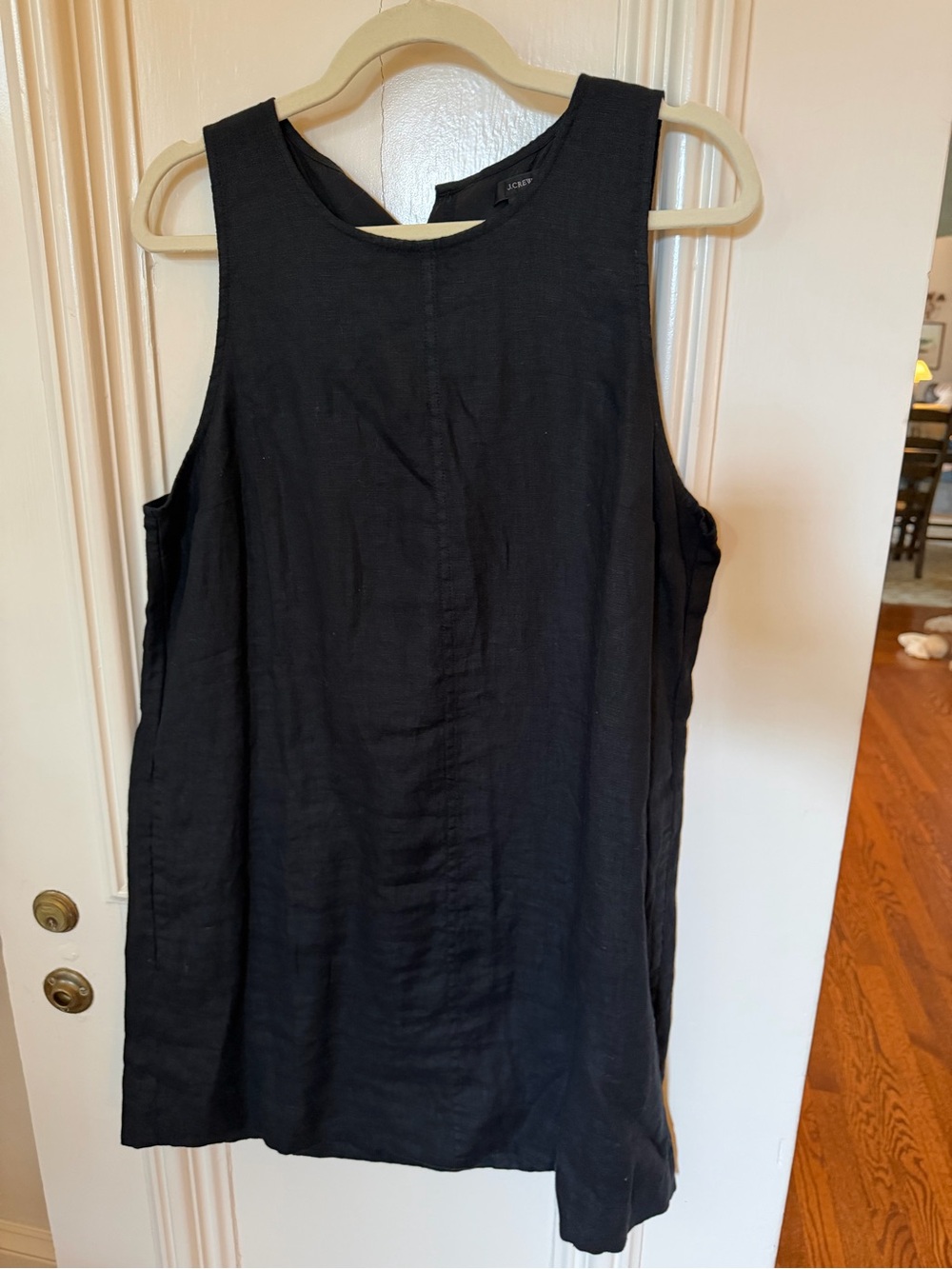 J. Crew Black Sleeveless Linen-Blend Tunic Tank